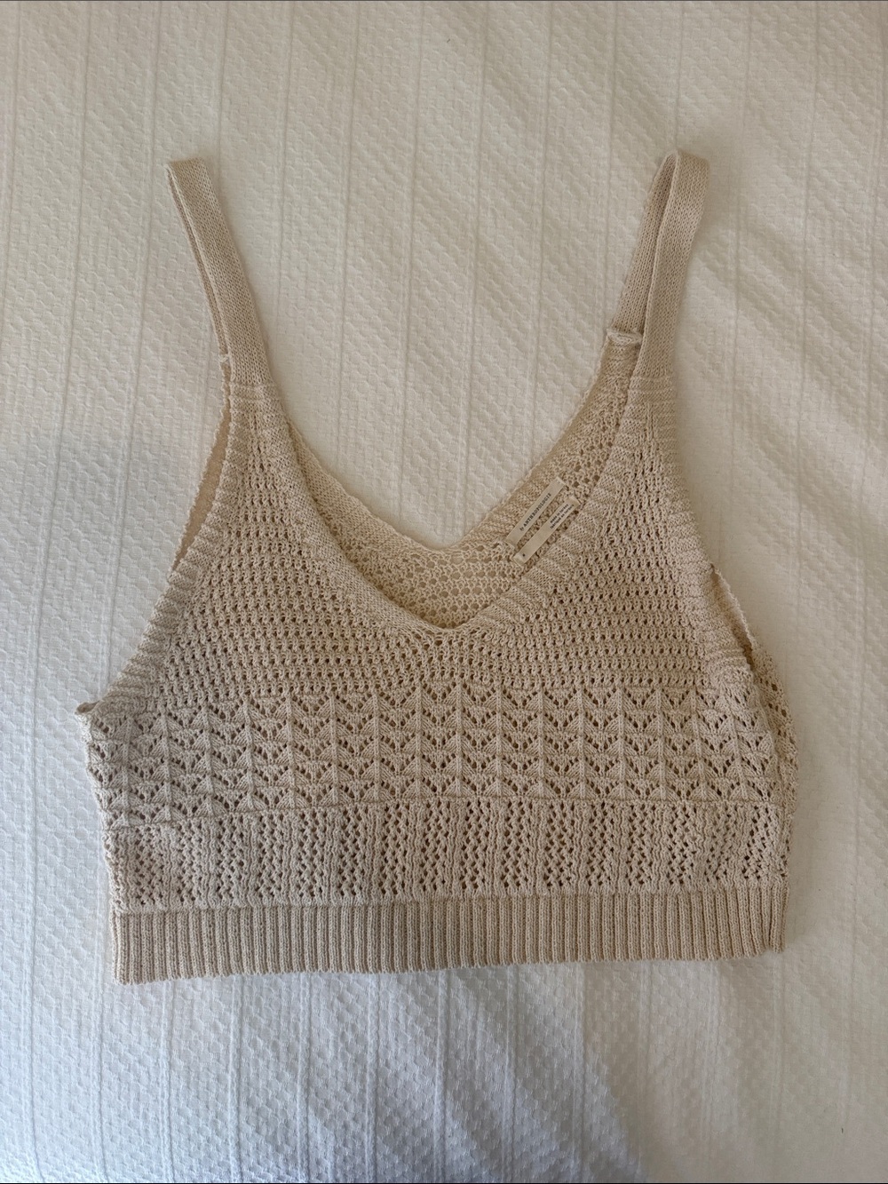 Anthropologie Beige Crochet V-Neck Cropped Camisole